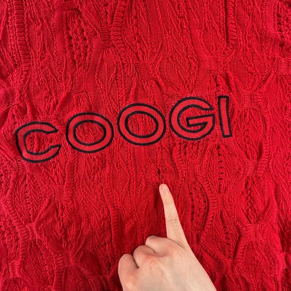 COOGI Australia Red Knit Pullover Sweater Spell Out Logo 3D Biggie 4XL Cotton - Picture 9 of 16
